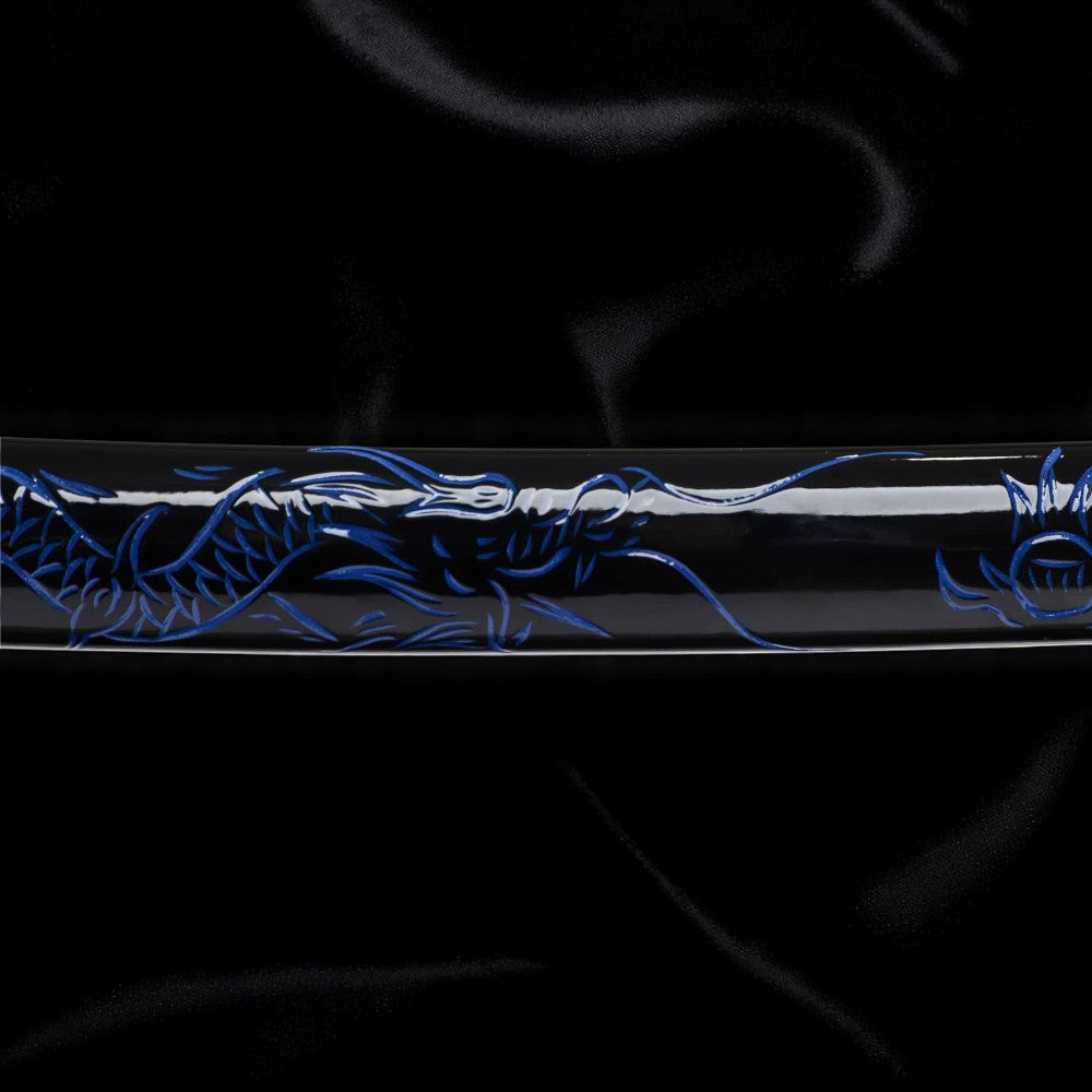 Blauer Drache Katana – T10-Stahl – Gesamtansicht