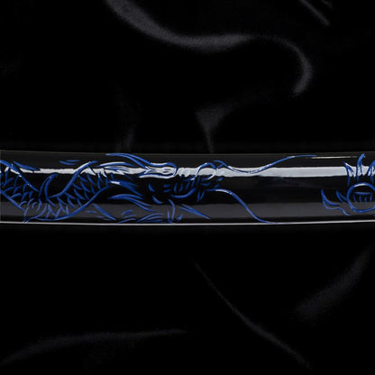 Blauer Drache Katana – T10-Stahl – Gesamtansicht