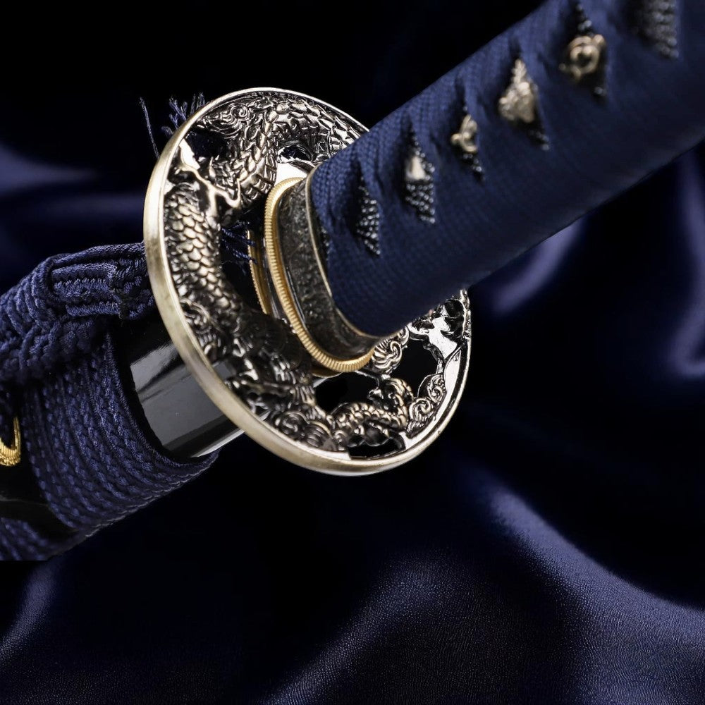 Blauer Drache Katana – T10-Stahl – Detailansicht