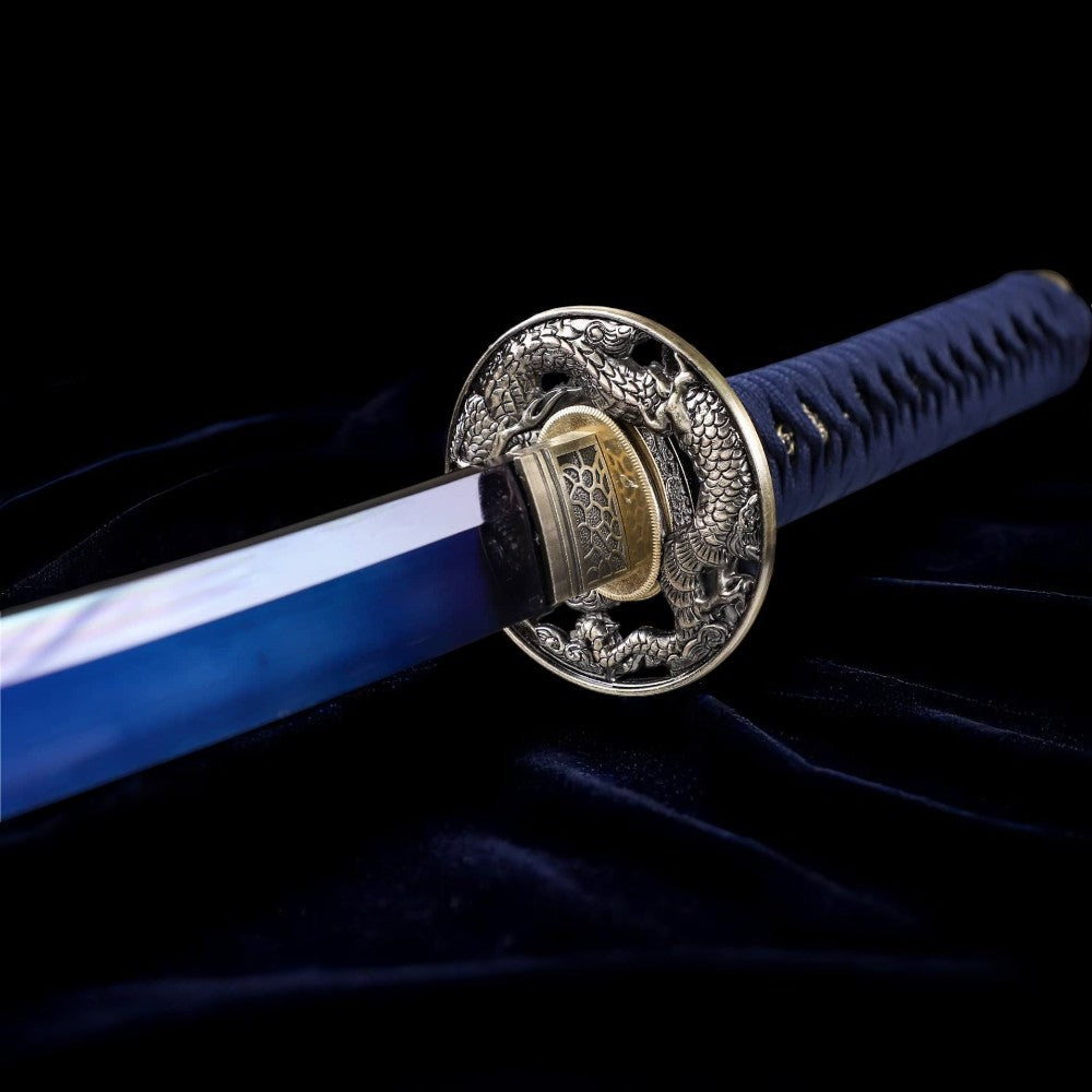Blauer Drache Katana – T10-Stahl – Gesamtansicht