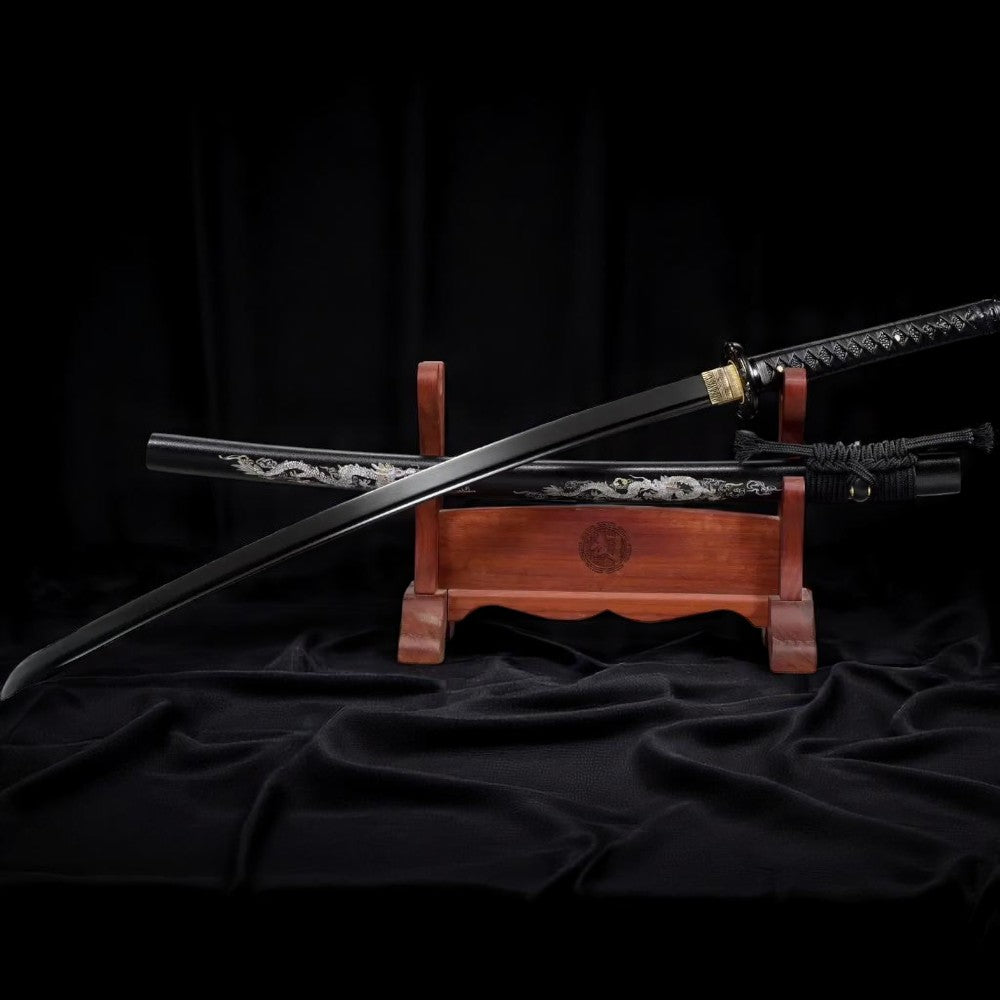 Katana mit schwarzer Klinge – 1060 Kohlenstoffstahl – Gesamtansicht
