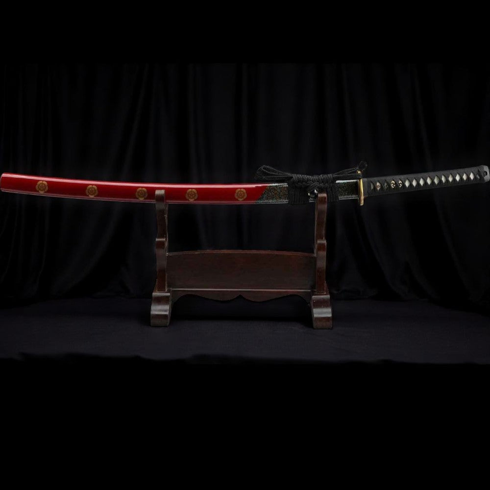 Feuerblüte Katana – Damaststahl – Gesamtansicht