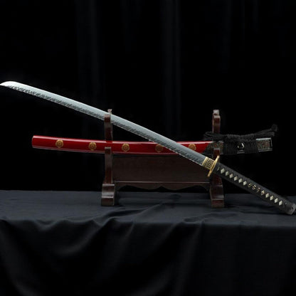Feuerblüte Katana – Damaststahl – Klingenansicht