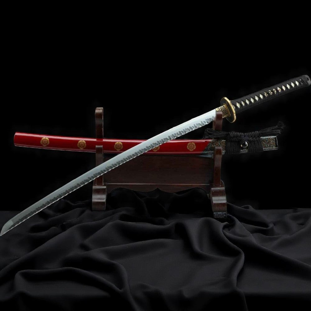 Feuerblüte Katana – Damaststahl – Griff-Detail