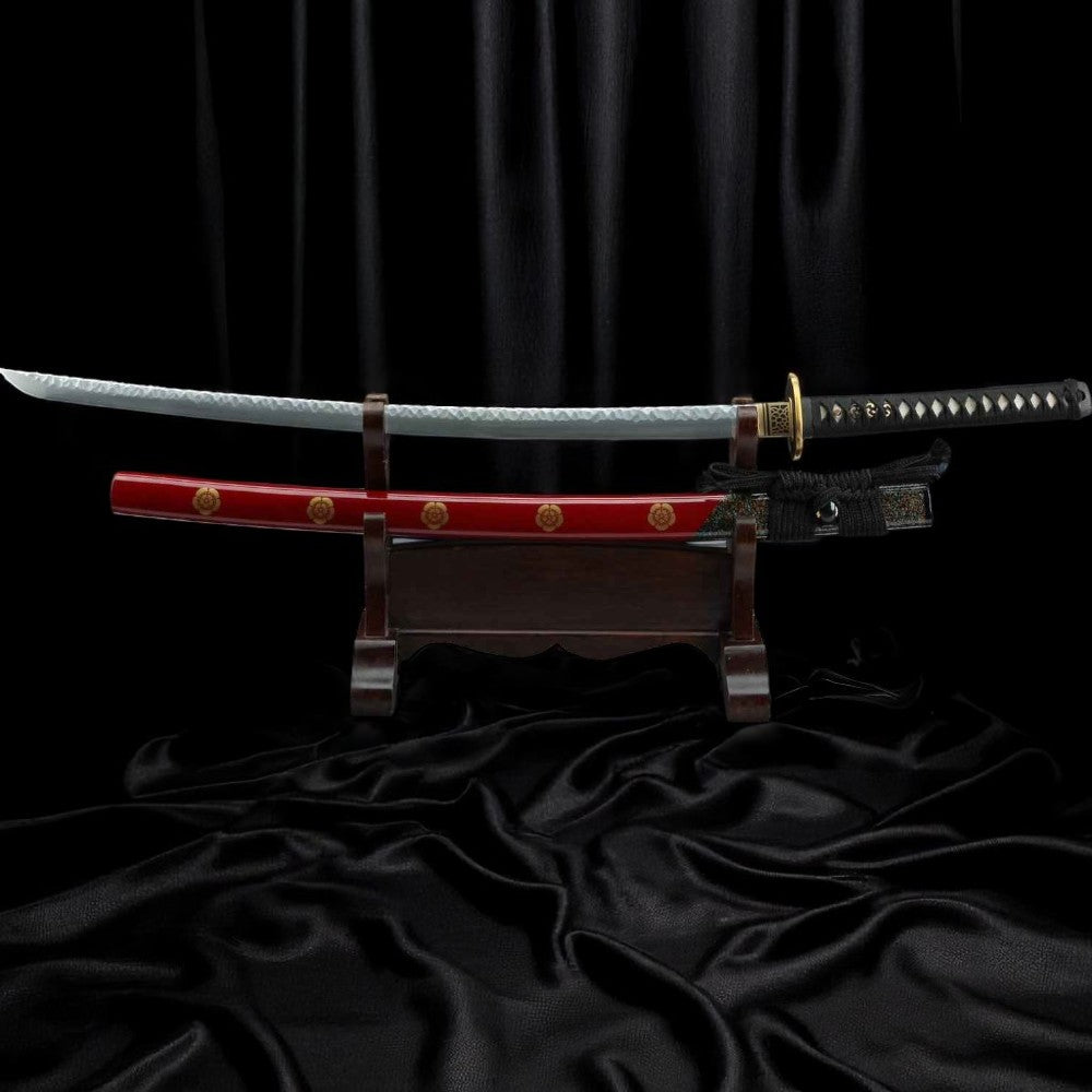 Feuerblüte Katana – Damaststahl – Saya-Detail