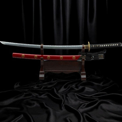Feuerblüte Katana – Damaststahl – Saya-Detail