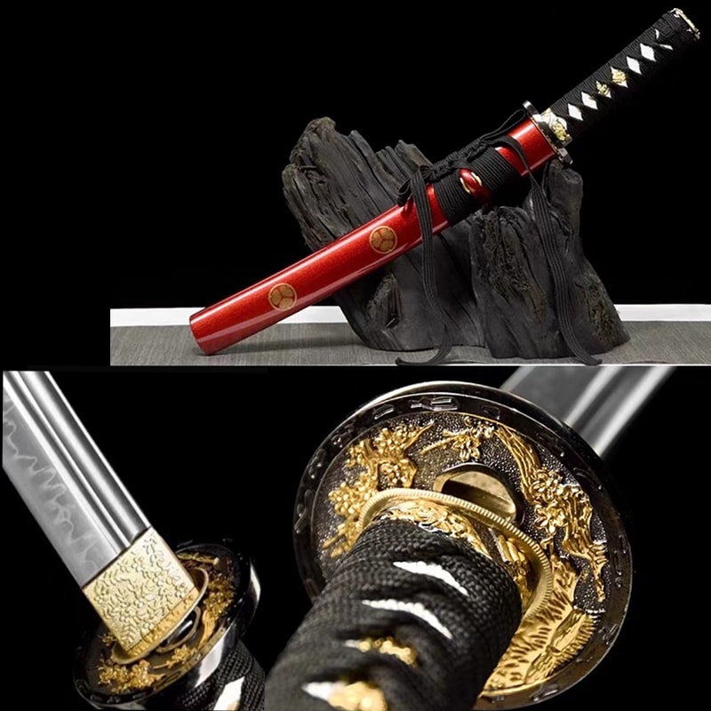 Tanto Inzai – japanisches Tanto-Messer aus T10-Stahl mit echtem Hamon und Saya