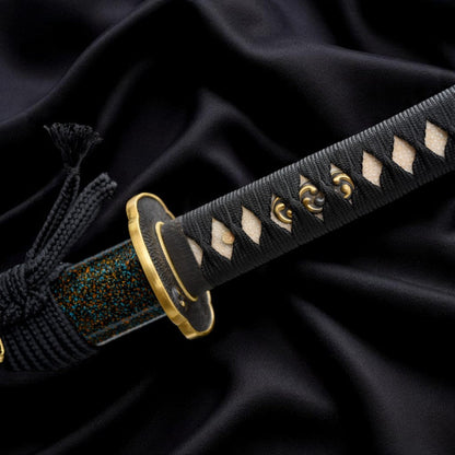 Feuerblüte Katana – Damaststahl – Gesamtansicht