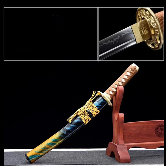 Tanto Fukui – japanisches Tanto-Messer aus T10-Stahl mit echtem Hamon und Saya