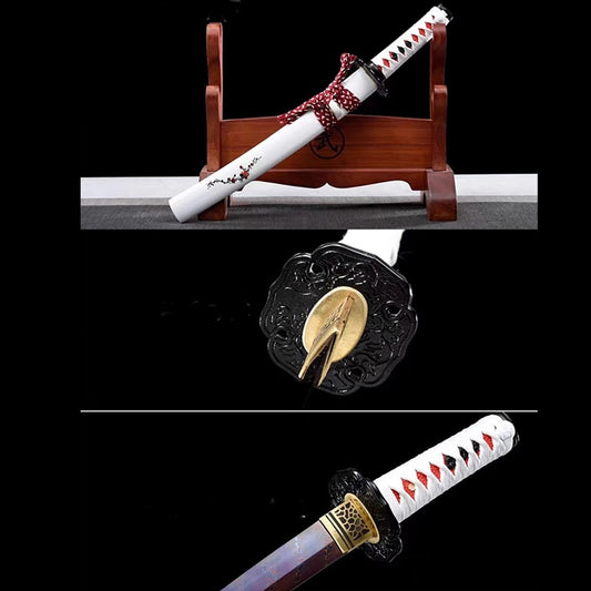 Tanto Matsuyama – japanisches Tanto-Messer aus gedrehtem Damaststahl mit Spiralmuster und Saya