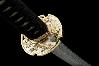 Geflochtene Tsuka des Tantos Awara mit traditionellem Menuki